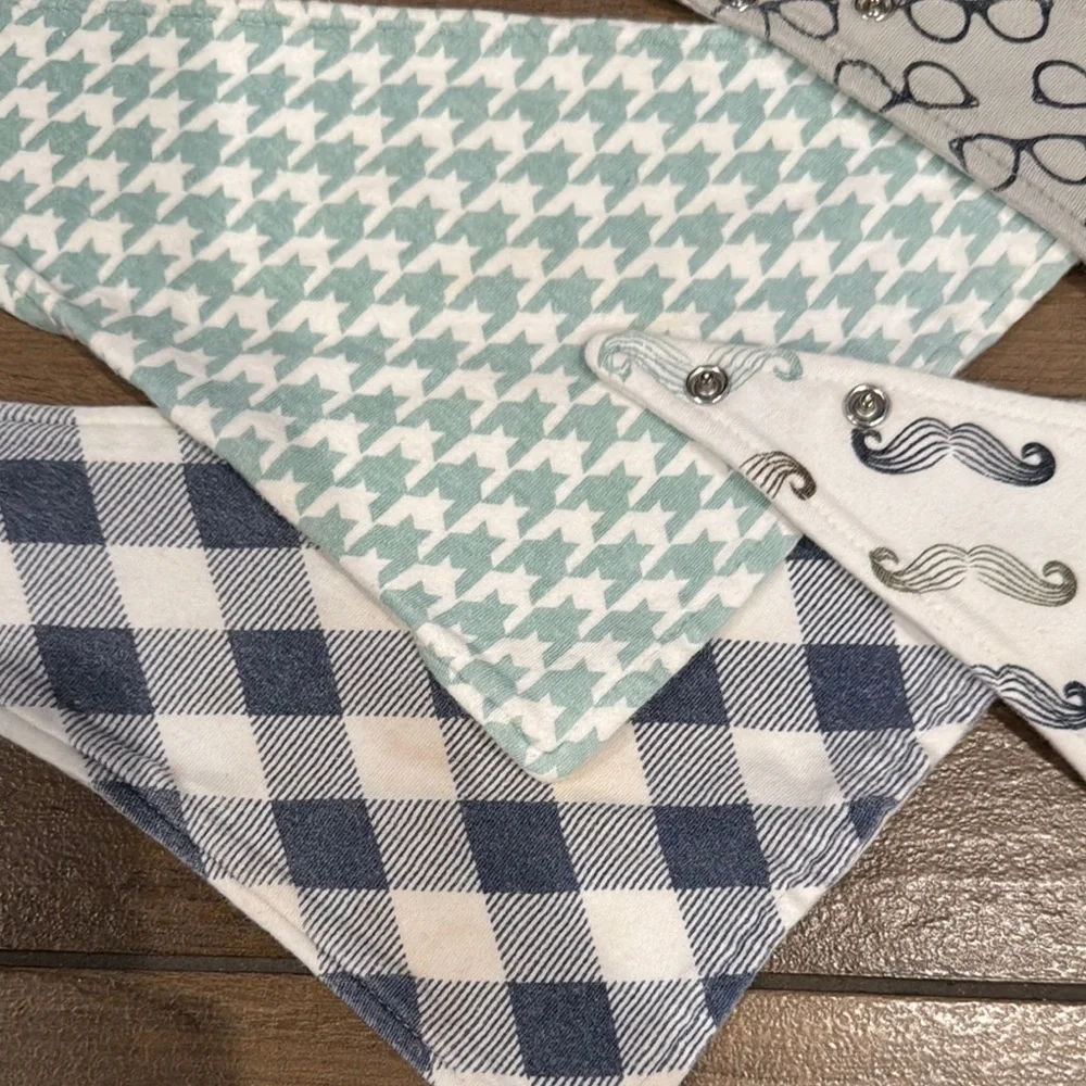 Stylish Kids Bandana Set - Blue, Gray, Cream